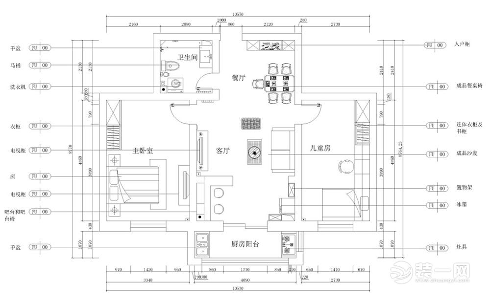 天津装修公司87平两室两厅美式田园风格装修效果图