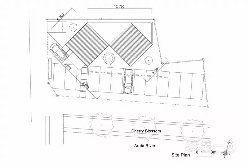 日本岐阜县镜面咖啡店户型图