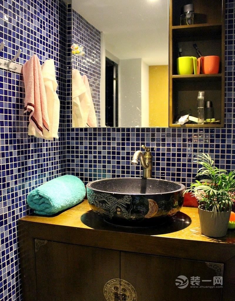 金华装饰公司87平新中式风格复式公寓卫浴装修效果图