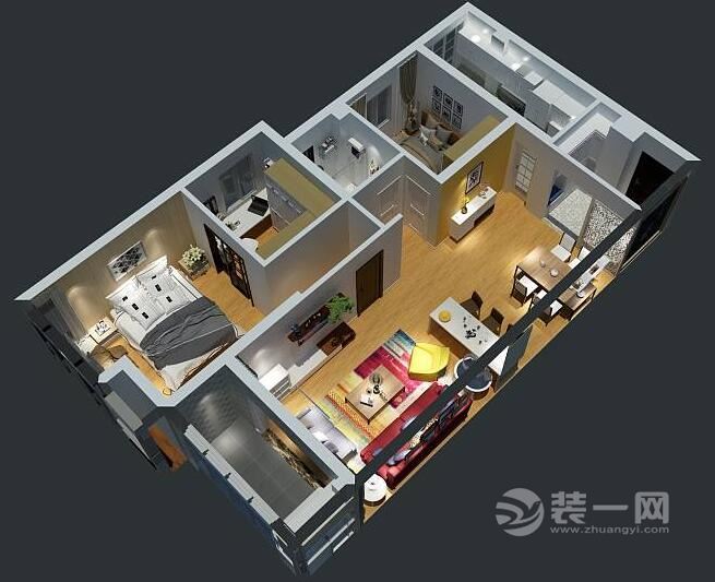 109平米两居室北欧风格装修设计户型图