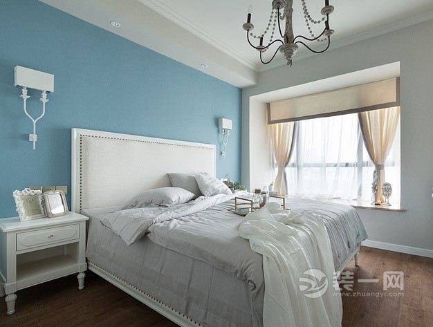 金华装饰公司139平现代美式风格三室两厅卧室装修效果图
