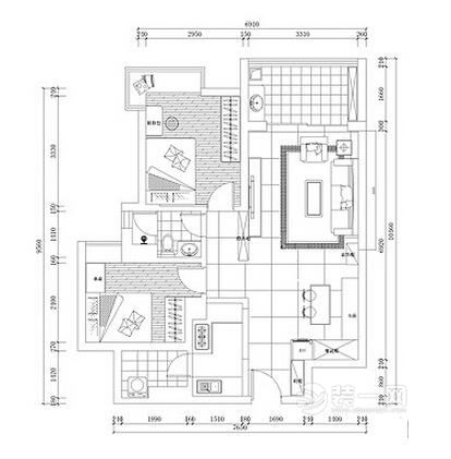 钦州86平两室两厅美式中式混搭风格装修效果图