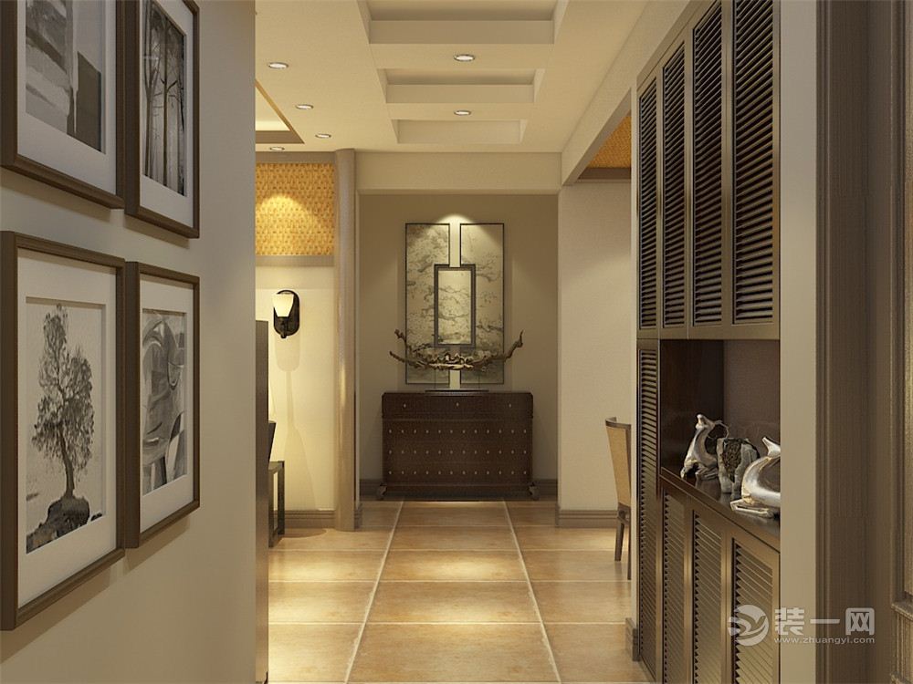 天津装饰公司105平三室二厅中式风格装修效果图