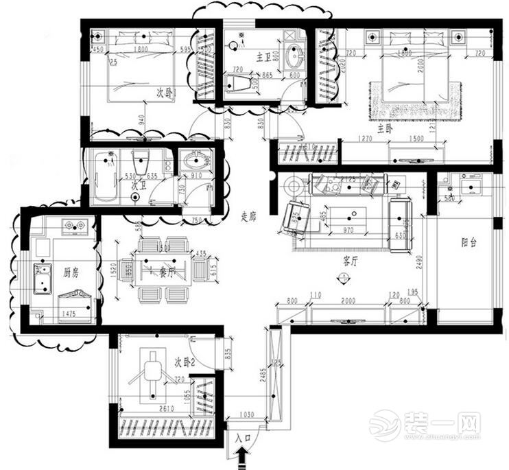 美式三居室户型图设计方案