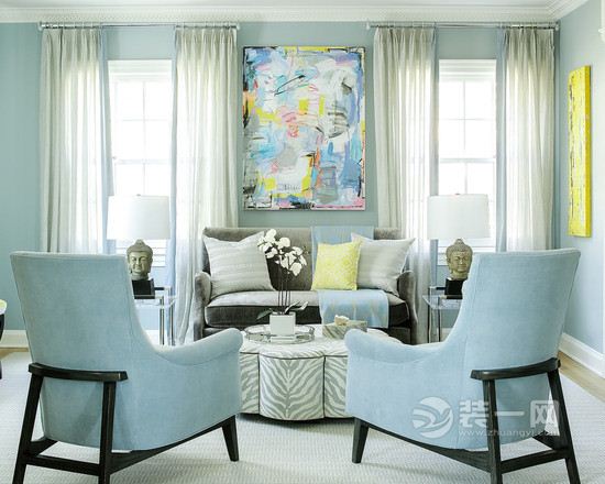 素净平和纯洁 六安装饰设计粉蓝色客厅