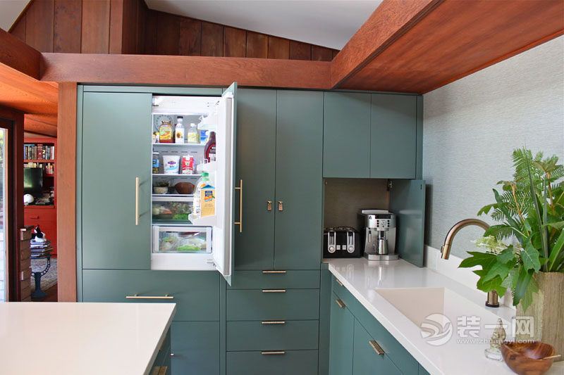 整体厨房装修效果图大全 上海装修公司荐橱柜集成冰箱设计
