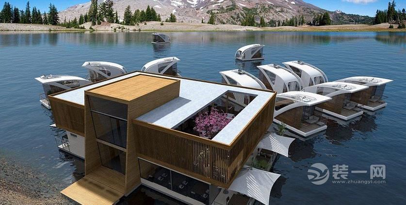 漂浮在水上的房屋设计效果图