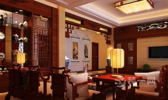 大气沉稳休闲空间 寿县装饰中式风格客厅设计