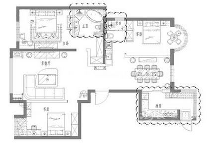 现代简约三居室设计方案户型图
