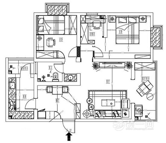 70平米小户型现代简约风格装修户型图