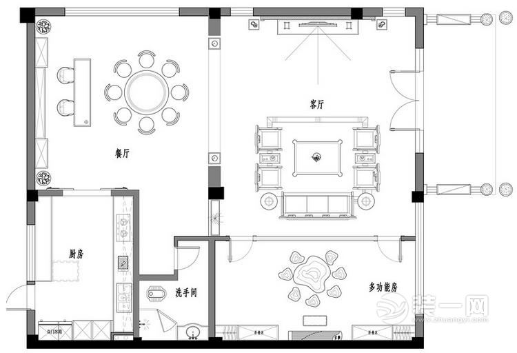 300平米中式别墅装修设计户型图