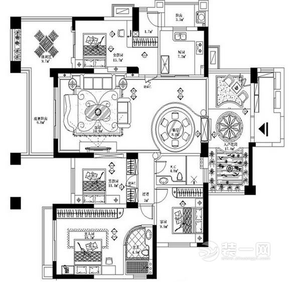 中式新古典复式楼装修设计户型图