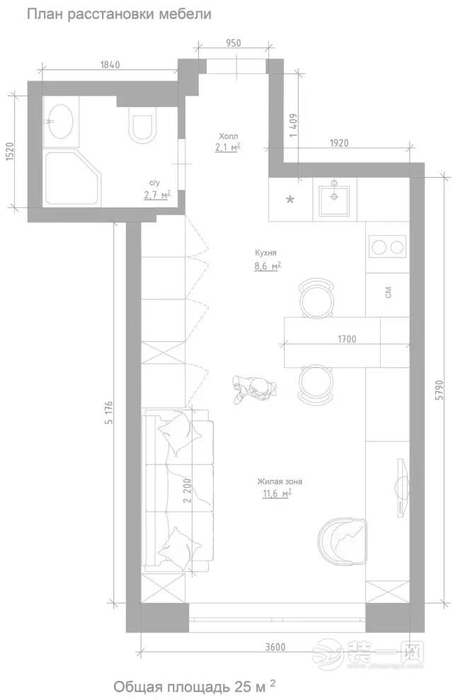 25平米现代风格小公寓装修效果图