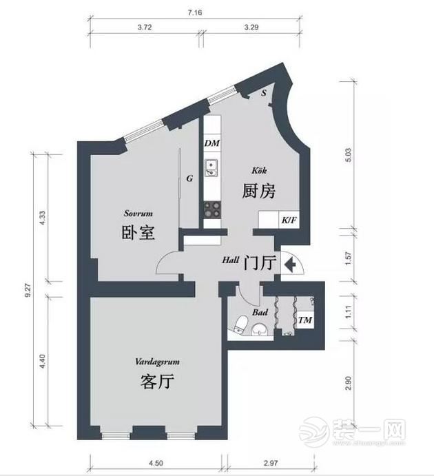 57平米公寓户型平面图