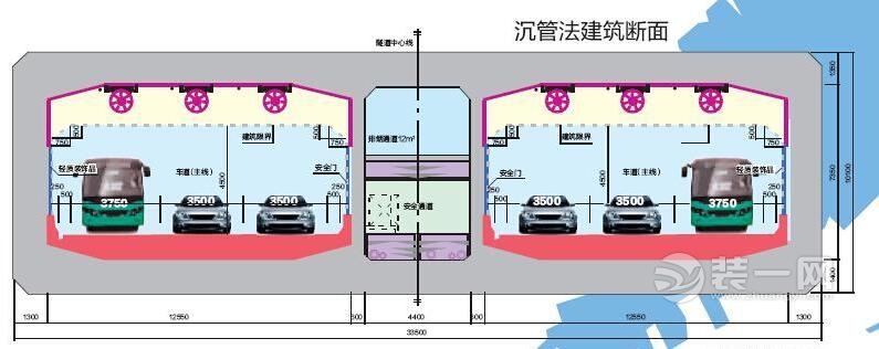 大连湾海底隧道沉管法建筑断面