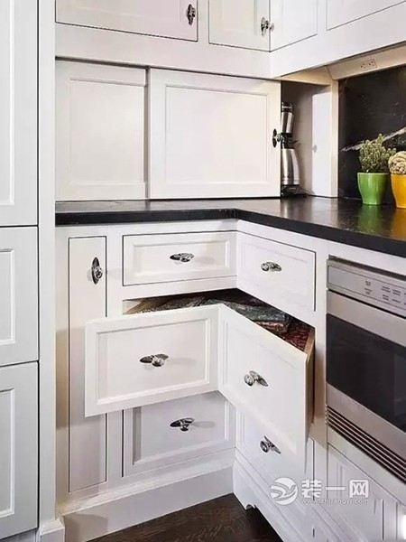 厨房样板间橱柜转角收纳设计效果图