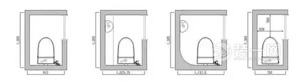 四式分离的卫生间设计，几种标准的尺寸和布局方式