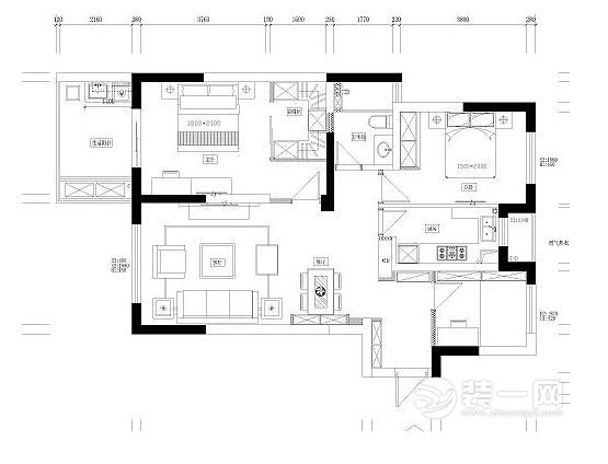 南昌89平三室两厅小三室美式工业风格装修效果图