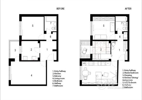 55平米公寓改在二次装修设计效果图