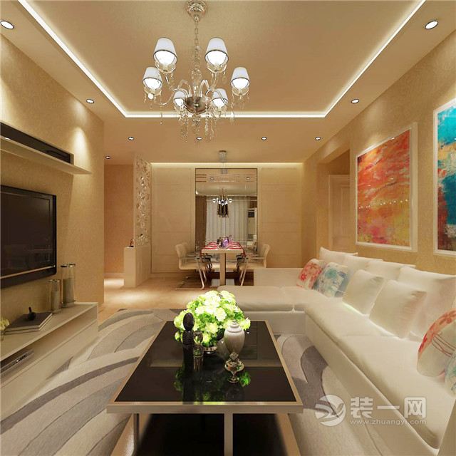 唐山渤海豪庭现代简约客厅装修设计案例