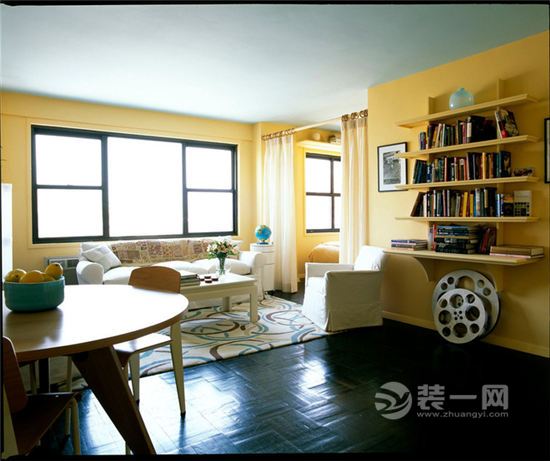 银川35平公寓大胆撞色现代温馨风格设计案例