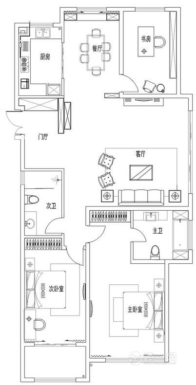 165平米欧式风格装修户型图