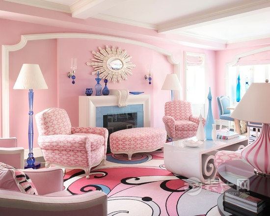 少女心缔造蜜意空间 霍邱粉色系客厅装修设计