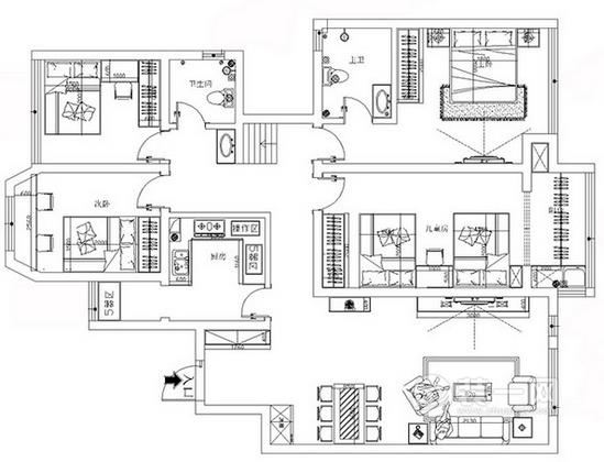 简约美式装修风格样板房户型图