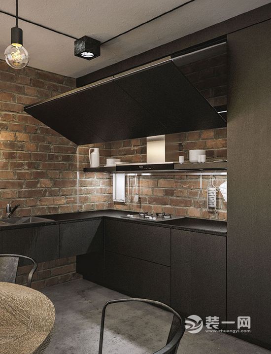 黑白灰工业风格loft公寓装修效果图