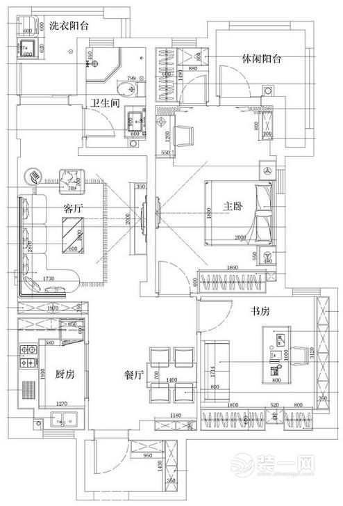 90平米小户型两居室装修户型图