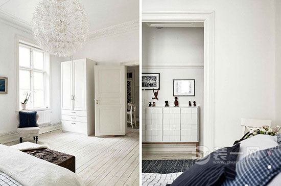 素雅欧式风格设计 白色系家居小三房装修样板间案例 