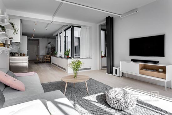 六安装饰设计惬意两房公寓 亮色搭配灰白空间