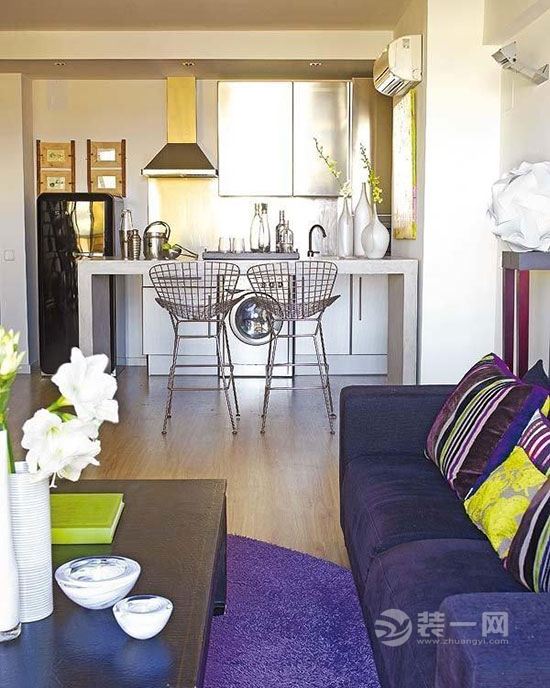 50平跃层单身公寓设计 厦门装修网尊贵紫色简约装修