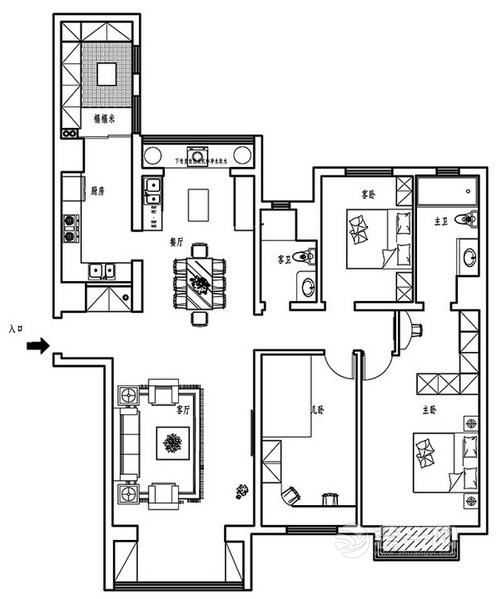 原木风格装修户型图