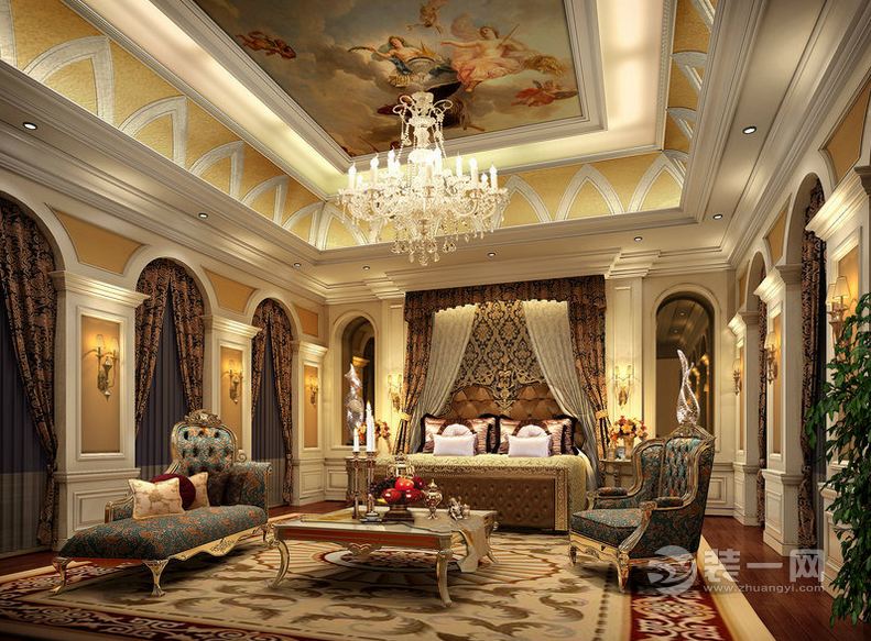 奢华欧式风格挑高户型客厅装修设计效果图