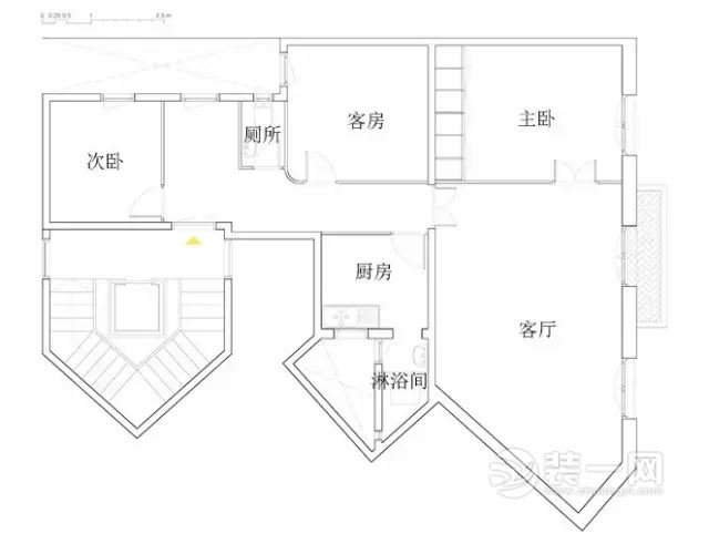 75平米二居室装修改造效果图