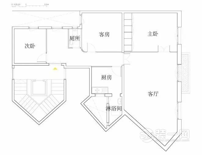 75平米三居改两居装修效果图