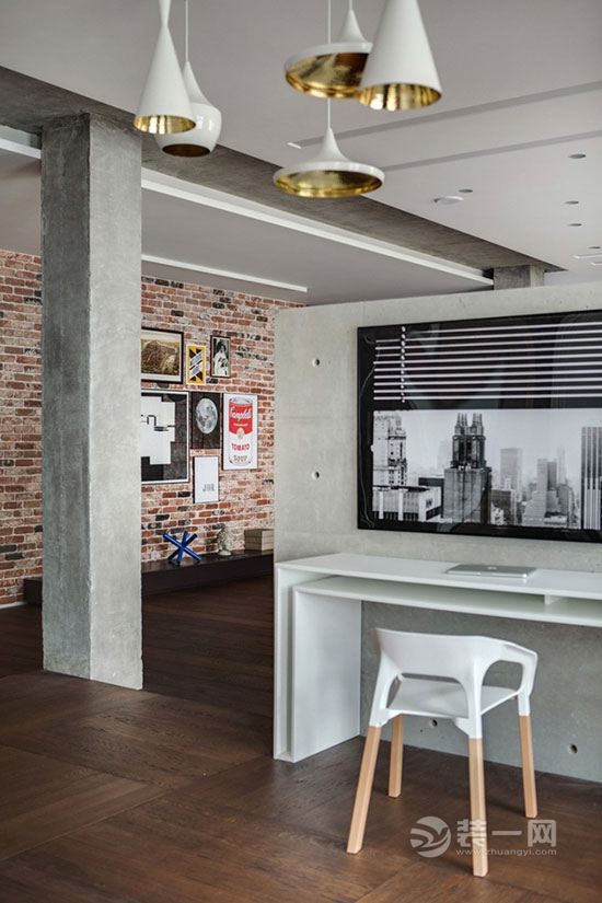 泰安装修网工业风公寓设计 闪亮点现代感裸砖照片墙