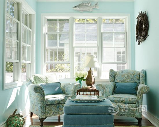 素净平和纯洁 舒城装饰设计粉蓝色客厅装修