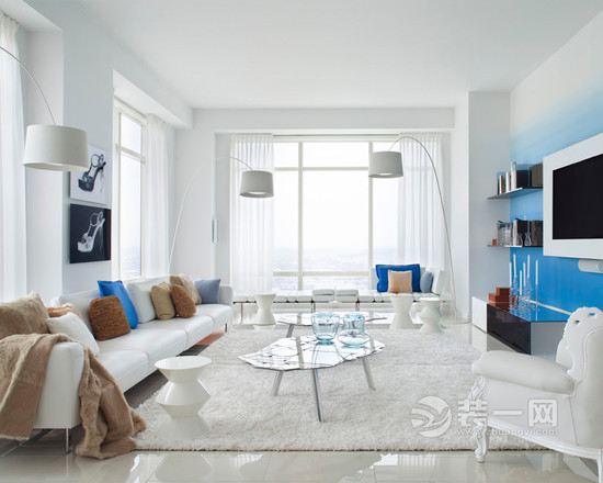 素净平和纯洁 舒城装饰设计粉蓝色客厅装修