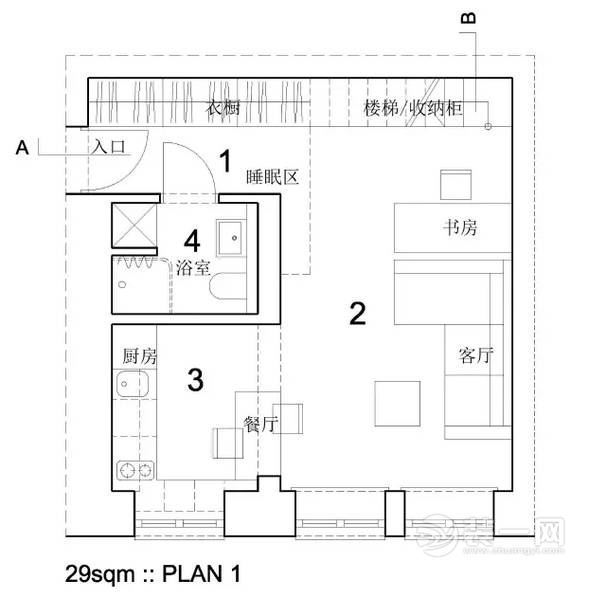 湖州29㎡小公寓装修案例 29㎡小公寓装修效果图