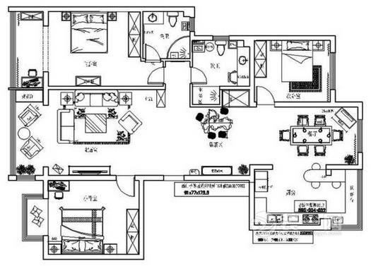 180平米新古典风格装修户型图