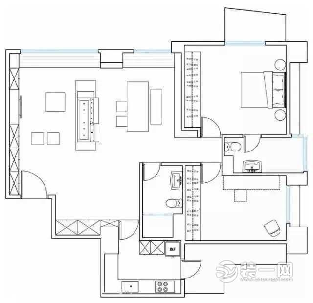 118平两室一厅房屋设计平面图
