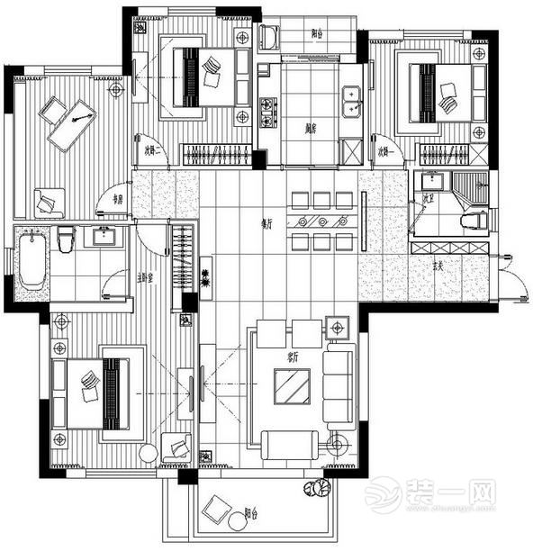 150平米装修样板房户型图