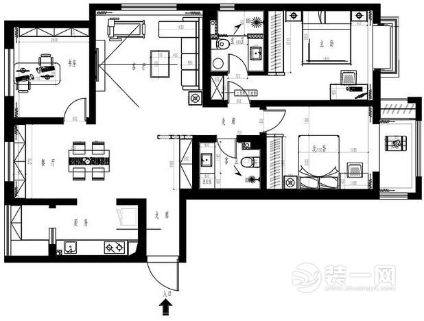 145平米三室两厅户型图