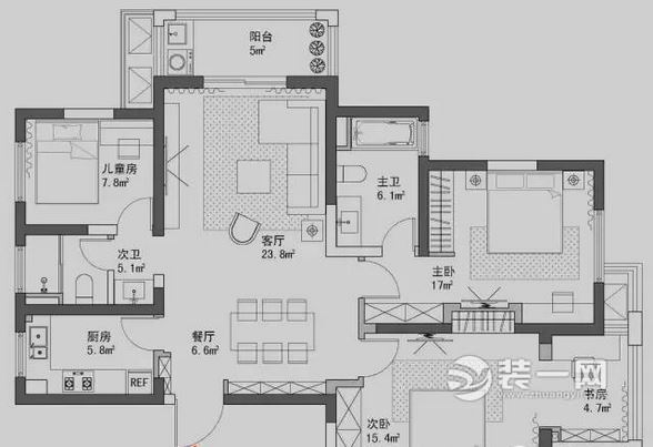 132平北欧简约风格装修效果图