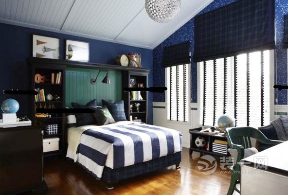 儿童房蓝色系列卧室装修设计效果图