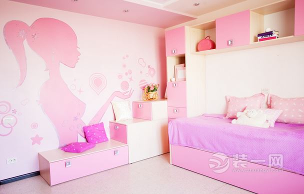 儿童粉色系列卧室装修设计效果图
