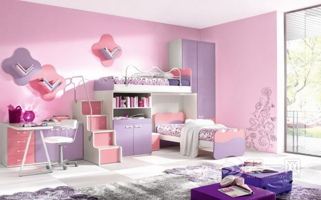 儿童紫色系列卧室装修设计效果图