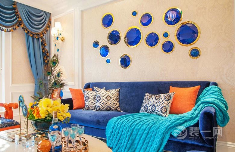 美式现代两居室样板房 巴中装一网打造蓝色复古调